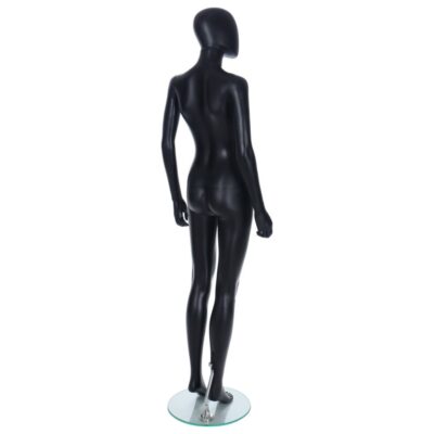 R305B Female Egg Head Mannequin - Black Finish - Back Right View