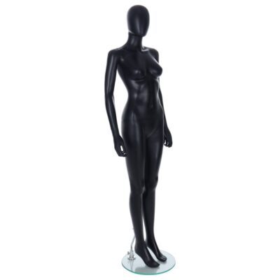 R305B Female Egg Head Mannequin - Black Finish - Front Right View