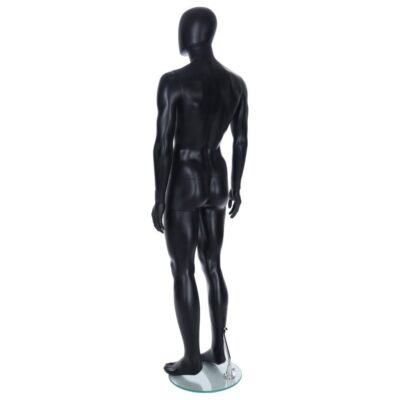 R323B Male Egg Head Mannequin - Black Finish - Back Left View