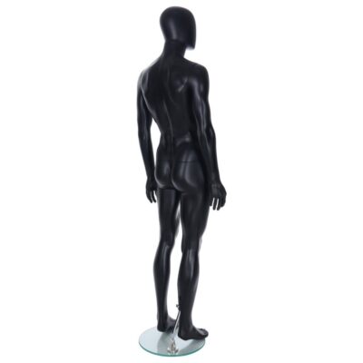 R323B Male Egg Head Mannequin - Black Finish - Back Right View