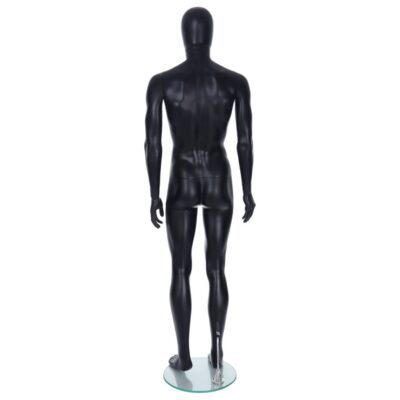 R323B Male Egg Head Mannequin - Black Finish - Back View