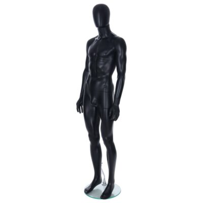 R323B Male Egg Head Mannequin - Black Finish - Front Left View