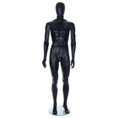 R323B Male Egg Head Mannequin - Black Finish - Front View