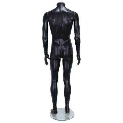 R333B Male Headless Mannequin - Black Finish - Back View