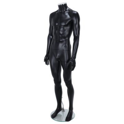 R333B Male Headless Mannequin - Black Finish - Front Left View