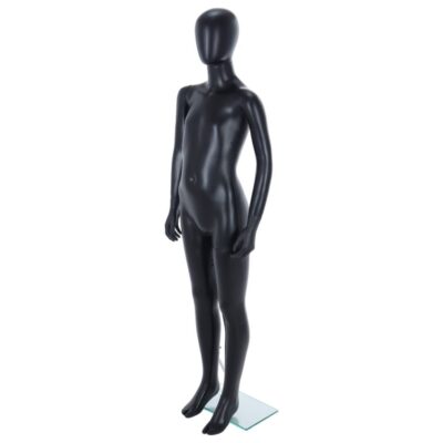 R339B Child Mannequin - 1600mm Tall - Egg Head - Black Finish - Front Left View