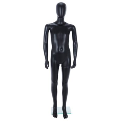 R339B Child Mannequin - 1600mm Tall - Egg Head - Black Finish - Front View