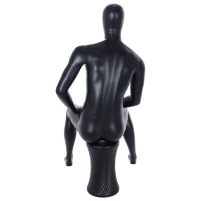 R341B Male Egg Head Seated Mannequin - Black Finish - Back View