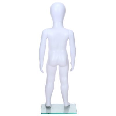 R342 Child Mannequin - 800mm Tall - Egg Head - White Finish - Back View