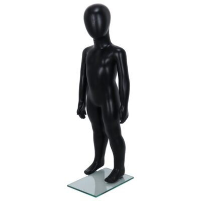 R342B Child Mannequin - 800mm Tall - Egg Head - Black Finish - Front Left View