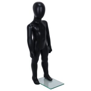 R342B Child Mannequin - 800mm Tall - Egg Head - Black Finish - Front Right View