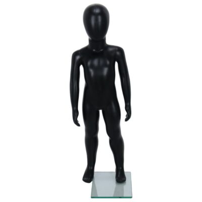 R342B Child Mannequin - 800mm Tall - Egg Head - Black Finish - Front View