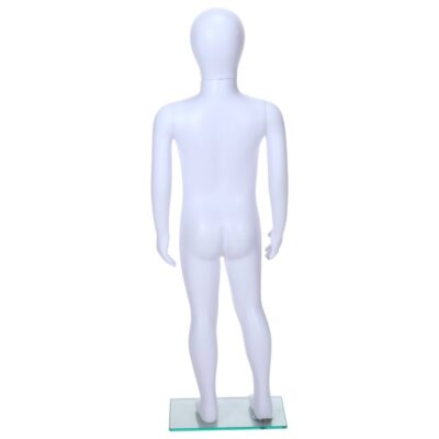 R343 Child Mannequin - 1000mm Tall - Egg Head - White Finish - Back View