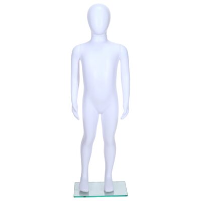 R343 Child Mannequin - 1000mm Tall - Egg Head - White Finish - Front View