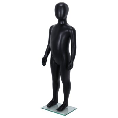 R343B Child Mannequin - 1000mm Tall - Egg Head - Black Finish - Front Left View