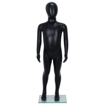 R343B Child Mannequin - 1000mm Tall - Egg Head - Black Finish - Front View