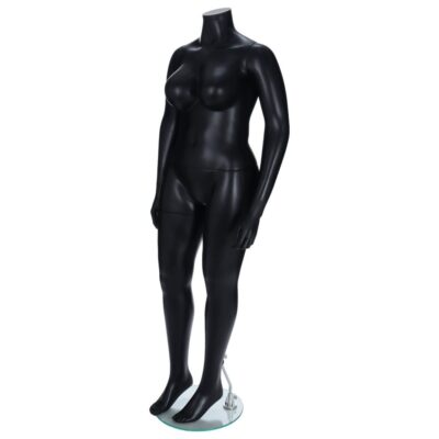 R344B Female Headless Mannequin - Life Size - Black Finish - Front Left View