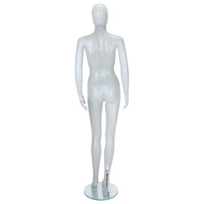 R345 Female Egg Head Mannequin - Salt Pepper Finish - Back View