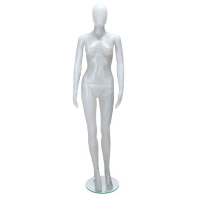 R345 Female Egg Head Mannequin - Salt Pepper Finish - Front View