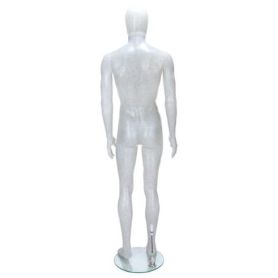 R346 Male Egg Head Mannequin - Salt Pepper Finish - Back View