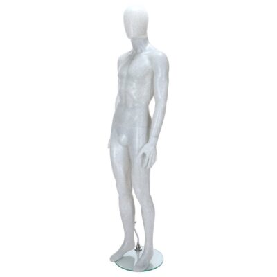 R346 Male Egg Head Mannequin - Salt Pepper Finish - Front Left View