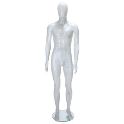 R346 Male Egg Head Mannequin - Salt Pepper Finish - Front View