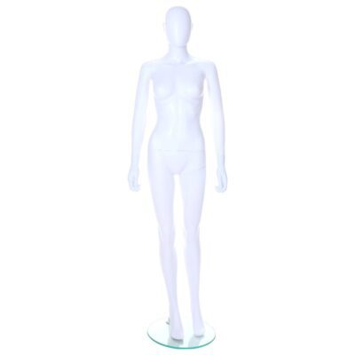 R347 Female Egg Head Mannequin with Ears - White Finish - Front View