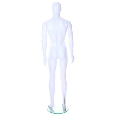 R348 Male Egg Head Mannequin with Ears - White Finish - Back View