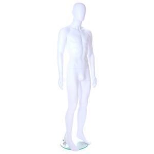 R348 Male Egg Head Mannequin with Ears - White Finish - Front Right View