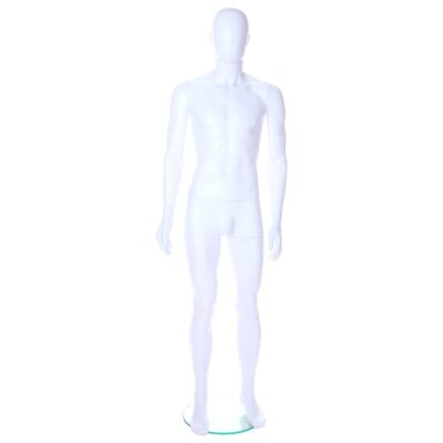 R348 Male Egg Head Mannequin with Ears - White Finish - Front View