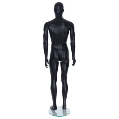 R348B Male Egg Head Mannequin with Ears - Black Finish - Back View