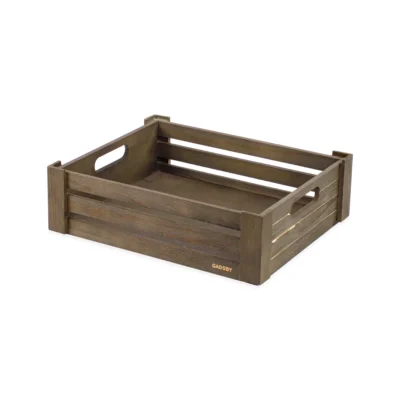 CT102 - 1/2 GN Olive Grey Shallow Wooden Crate