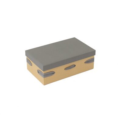 GP011 - Small Card Hamper Box - Manilla & Grey - Rear