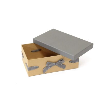 GP011 - Small Card Hamper Box - Manilla & Grey - Open