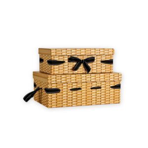 GP067 - Set of 2 Card Hamper Boxes - Wicker Print