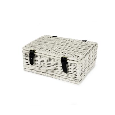 HA074 - 12 Inch Wicker Hamper Basket - White