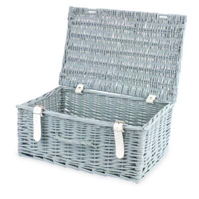 HA097 - 18 Inch Wicker Hamper Basket - Light Grey - Open