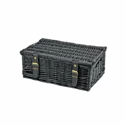 HA155 - 14 Inch Wicker Hamper Basket - Black