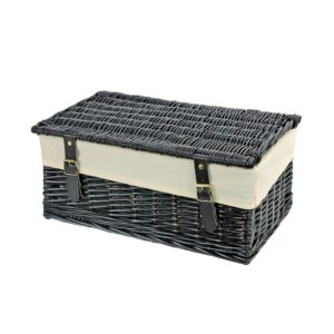 KT157N - 18 Inch Black Wicker Hamper Basket & Liner