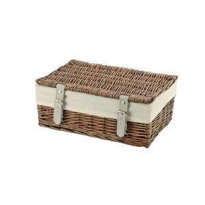 KT165N - 14 Inch Bronzed Wicker Hamper Basket & Liner