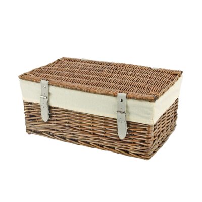 KT167N - 18 Inch Bronzed Wicker Hamper Basket & Liner