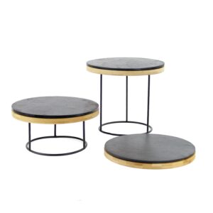 KT603 - Round Metal Display Riser Set - Slate and Bamboo Boards