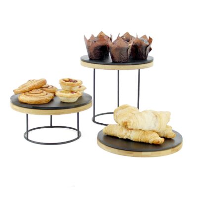 KT603 - Round Metal Display Riser Set - Slate and Bamboo Boards