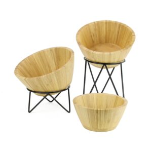 KT620 - Metal Tripod Display Riser Set - Bamboo Bowls