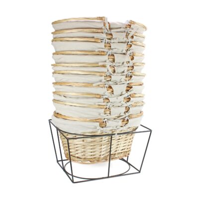 KT717 - 10 Large Shopping Baskets & Metal Stand - Light