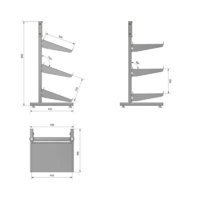 KT808 - Metal Display Stand 85cm - Base Kit - Line Drawing