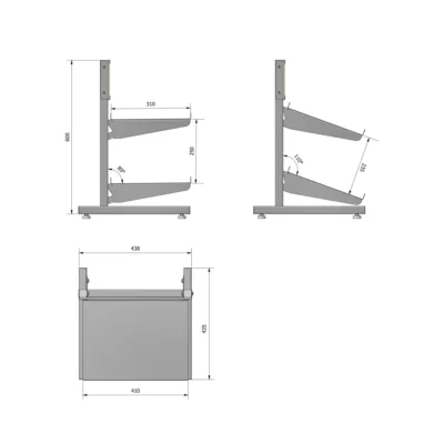 KT818 - Metal Display Stand 60cm - Base Kit - Line Drawing