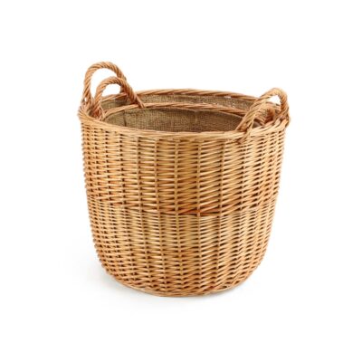 LG042 - Set of 2 Lined Wicker Storage Baskets