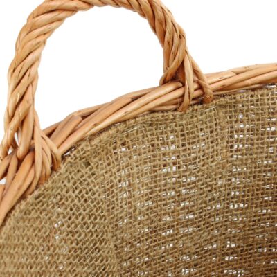 LG042 - Set of 2 Lined Wicker Storage Baskets - Handle Detail