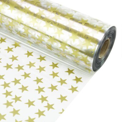 PA044 - Gold Stars Cellophane Wrap - 100m